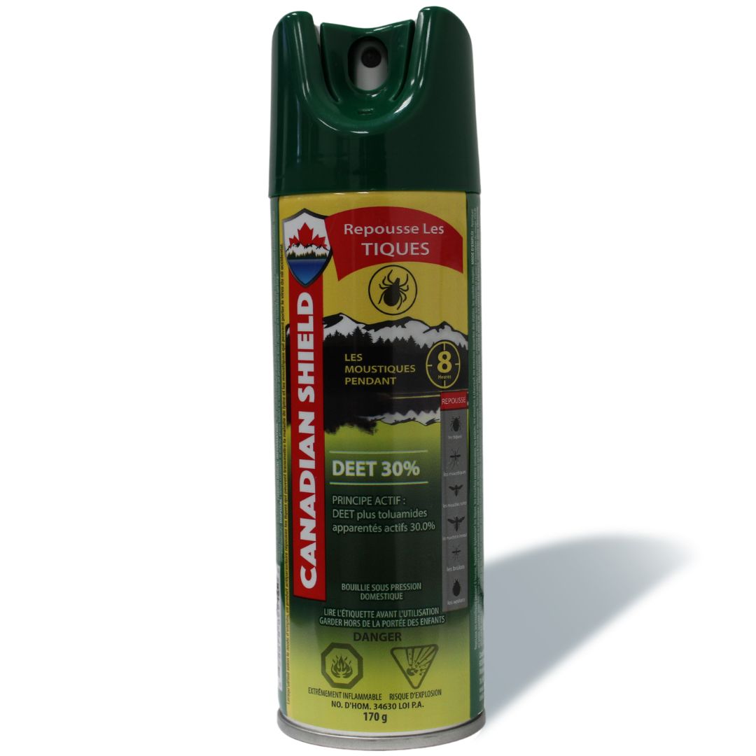 CSA05 Canadian Shield Insect Repellent-TICK-170G 30% DEET Aerosolhttps://canadianshieldrepellents.ca/products/csa05-canadian-shield-insect-repellent-tick-142g-30-deet-aerosol